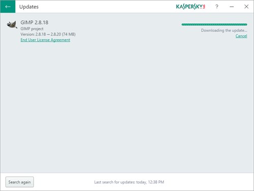 Kaspersky Software Updaterでソフトウェアを更新中